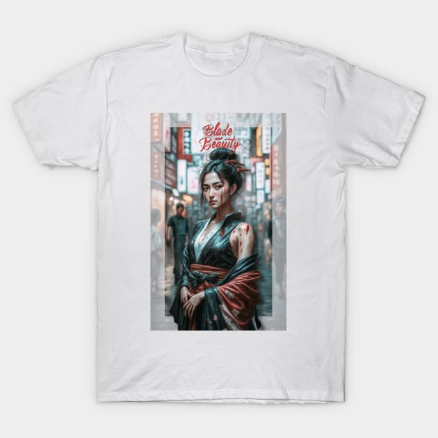 Proud Warrior: Resilient Japanese Woman T-Shirt by ALM Artbox